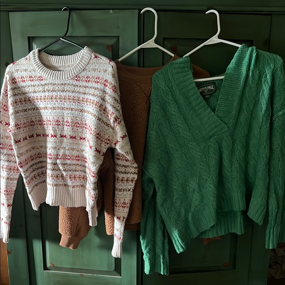 American Eagle Outfitters Green Crew Neck Sweater